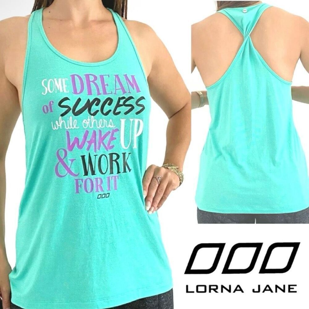 Lorna Jane Work For It Twisted Back Tank Top in Mint Size Medium